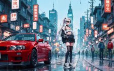 Anime Girl and Skyline R34