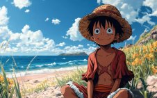 luffy on the beach