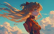 Asuka in Sunset Skies (Evangelion)