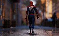 Spiderman on the street under the rain