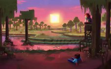 Minecraft Swamp Sunset Serenity