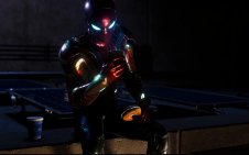 Spiderman sitting with a phone