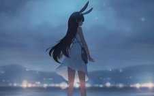 Bunny Girl under Fireworks