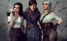 Elizabeth, Emily and Ciri (Bioshock Dishonored Witcher Crossover)