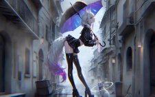 Silver Fox Girl in the Rain