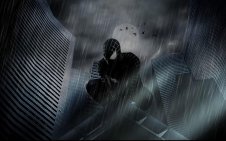 Spiderman in the heavy rain
