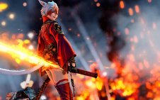 Samurai CatGirl with sword in Final Fantasy 14