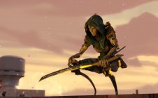 Ash sitting in sunset (Apex Legends)