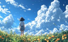 girl standing in meadow