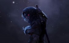 Itachi Uchiha with Red Sharingan Eyes and sword