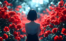 Anime girl in Poppy Field