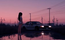 girl and Toyota AE86