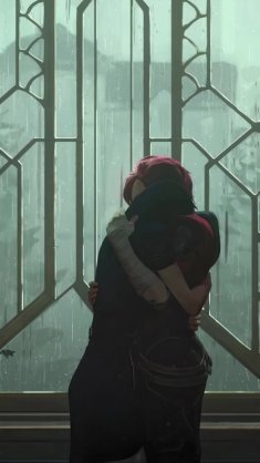vi & caitlyn rainy embrace live wallpaper