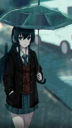girl in the rainy evening live wallpaper