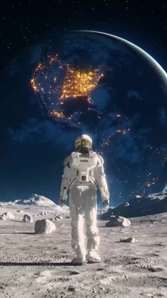 astronaut walking on the moon live wallpaper