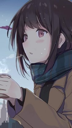 anime girl holding tea outside live wallpaper