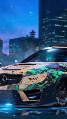 supercar mercedes-benz c63 amg at night live wallpaper