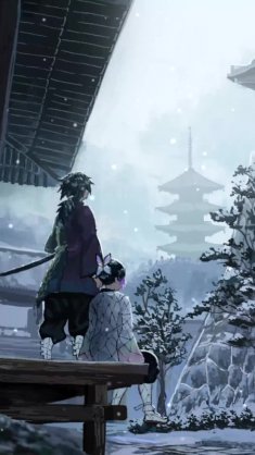 giyu tomioka and shinobu in winter live wallpaper