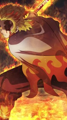 rengoku in fire (demon slayer) live wallpaper