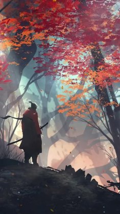 samurai sekiro near trees live wallpaper