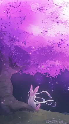 pokemon near pink sakura tree live wallpaper