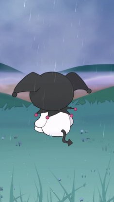 kuromi sitting under the rain live wallpaper