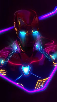 neon-infused iron man live wallpaper