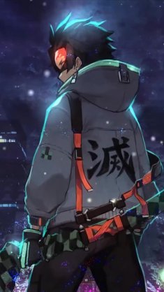 tanjiro kamado in a city live wallpaper