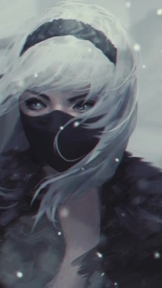 white wolf girl live wallpaper