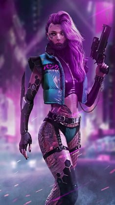 girl in cyberspace (cyberpunk 2077) live wallpaper