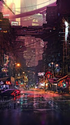 futuristic street (cyberpunk 2077) live wallpaper