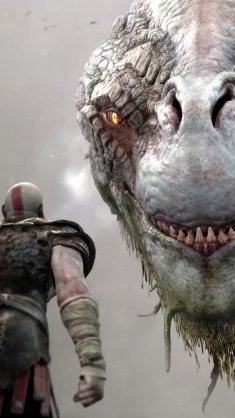 kratos vs dinosaur (god of war) live wallpaper