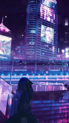 pixel neon light city live wallpaper