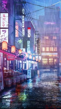 rainy japanese market live wallpaper