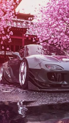 mazda rx7 parked in tokyo live wallpaper