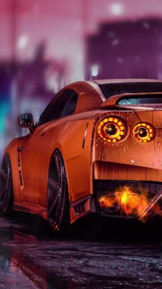 orange nissan skyline gtr live wallpaper