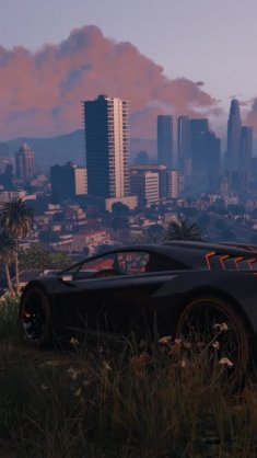 parked urban sports car (gta v) live wallpaper