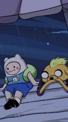 finn and jake waiting in stormy weather live wallpaper