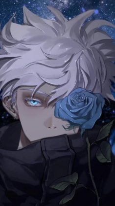 gojo with blue rose in front face (jujutsu kaisen) live wallpaper