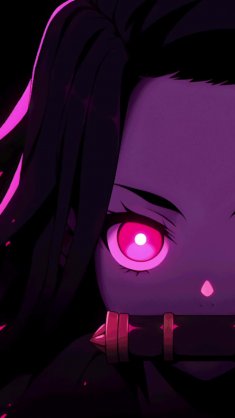 nezuko with glowing eyes live wallpaper