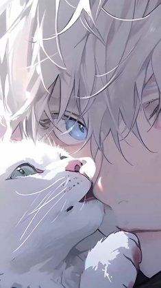 gojo with white cat live wallpaper