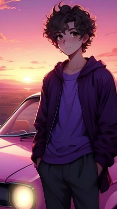 anime boy with pink car live wallpaper