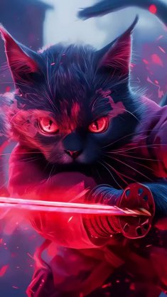 red cat samurai live wallpaper