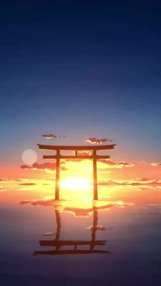 torii at sunset live wallpaper