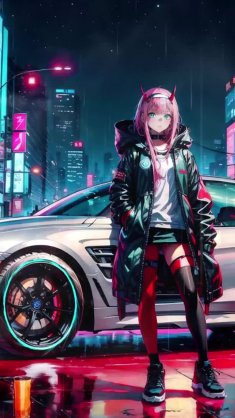 zero two and bmw f36 live wallpaper