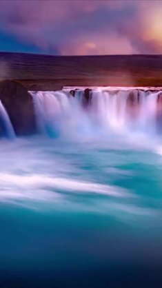 waterfall of godafoss in iceland live wallpaper