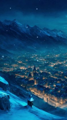 snowy town glow live wallpaper