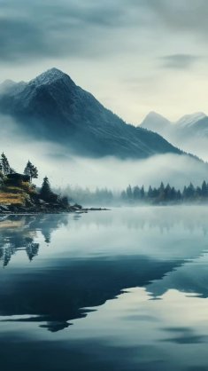 misty mountain lake live wallpaper