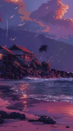 aesthetic evening beach live wallpaper