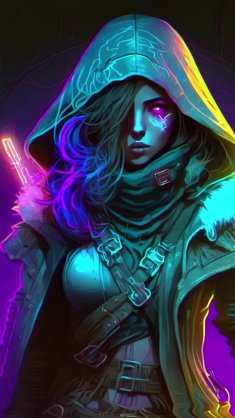 cyberpunk girl with swords live wallpaper